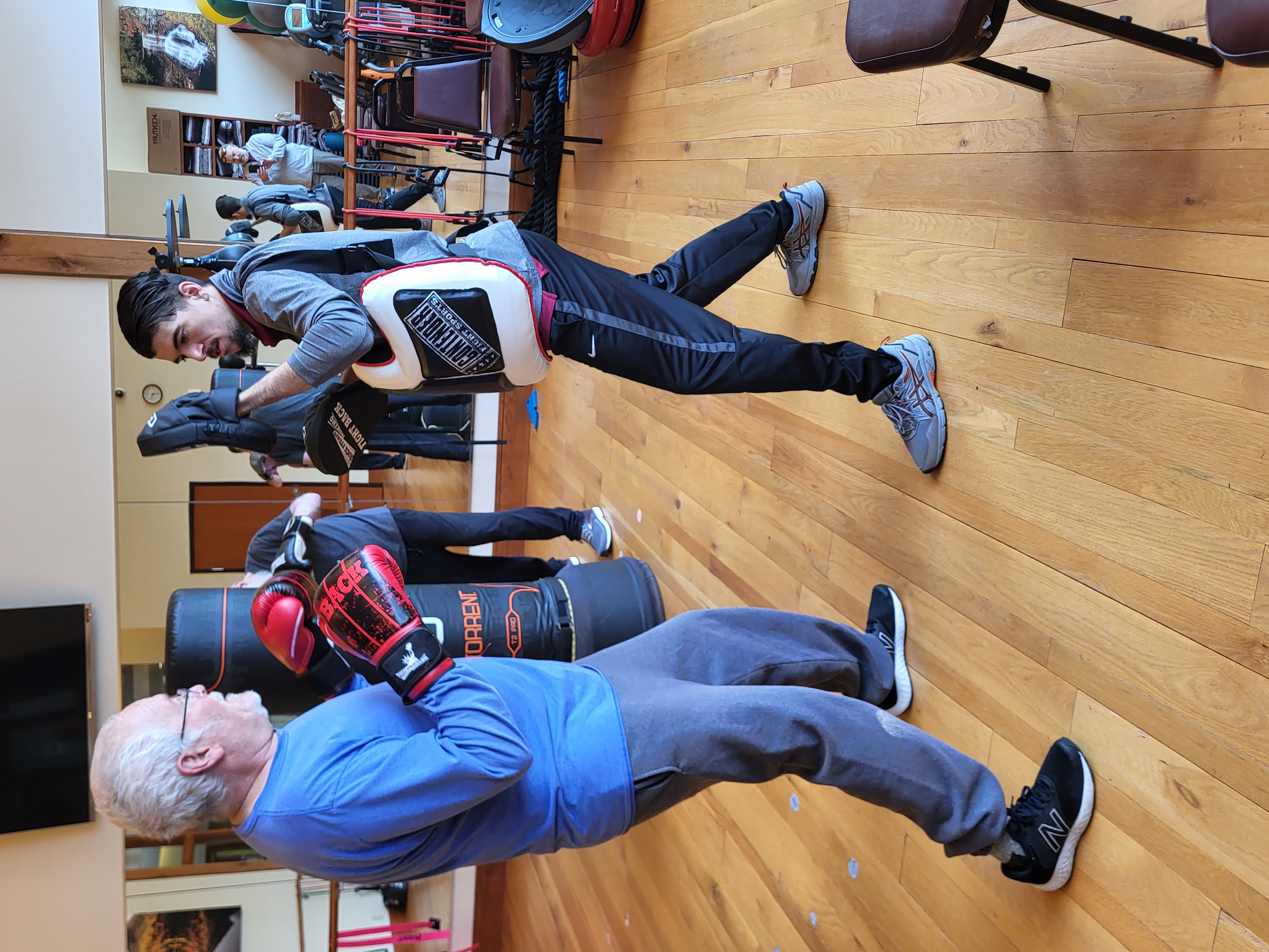 Rock Steady Boxing participants gathered together at Warm Hearth Village.